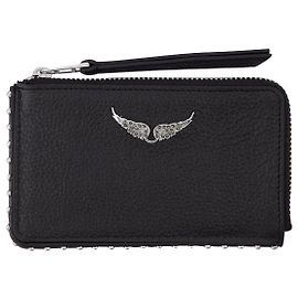 Zadig & Voltaire Zv Card Genarbtes schwarzes Leder Schwarz
