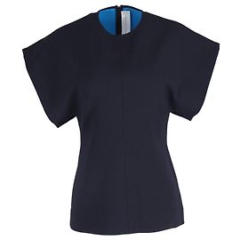 Victoria Beckham Top-Stitch-Bluse aus marineblauem Polyester Blau Marineblau