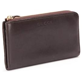Gucci-Leather Long Wallet-Brown