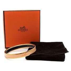 Hermès-Bracelet jonc étroit en émail Caleche GHW-Beige
