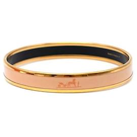 Hermès-Bracelet jonc étroit en émail Caleche GHW-Beige