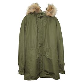 Sandro Paris Parka com acabamento em pele sintética em algodão verde exército Verde