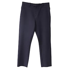 Bottega Veneta-Bottega Veneta Side Buckle Trousers in Navy Blue Lana Vergine-Navy blue