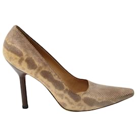 Gucci-Gucci Snakeskin Print Pointed Pumps in Multicolor Leather-Multiple colors