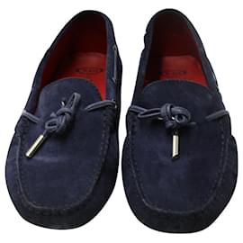 Tod's-Tod's Ferrari Loafers in Navy Blue Suede-Blue,Navy blue