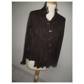 Autre Marque Olivier Philips Pullover Dunkelbraun Merinowolle Dunkelbraun