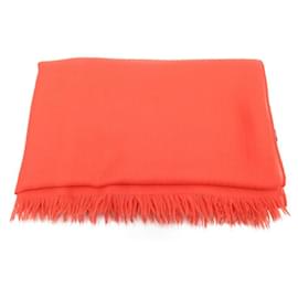 Hermès-HERMES SHAWL IN CASHMERE AND WOOL ORANGE CASHMERE AND WOOL SHAWL-Orange