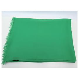 Hermès-NEW HERMES SHAWL IN GREEN CASHMERE AND WOOL NEW CASHMERE AND WOOL SHAWL-Green