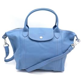 Longchamp-NEUE LONGCHAMP PLIAGE S HANDTASCHE AUS BLAUEM LEDER + SCHULTERRIEMEN NEUE HANDTASCHE-Blau