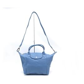 Longchamp-NEUE LONGCHAMP PLIAGE S HANDTASCHE AUS BLAUEM LEDER + SCHULTERRIEMEN NEUE HANDTASCHE-Blau