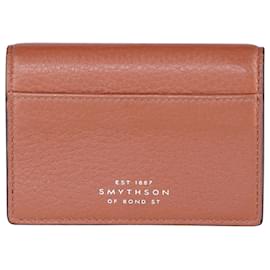 Smythson-Smythson Folded Card Case with Snap Closure in Brown Leather -Brown