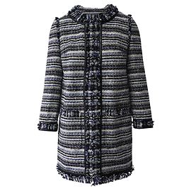 Abrigo de tweed con flecos Laila de Tory Burch en algodón azul Azul