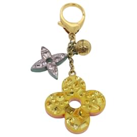 Louis Vuitton-LOUIS VUITTON Monogram Flower Charm Gold Red yellow LV Auth 29863-Red,Golden,Yellow
