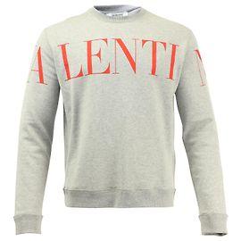 Sweatshirt Valentino Crewneck com Estampa Valentino em Algodão Cinzento Cinza