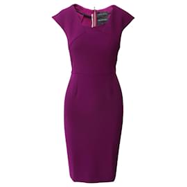 Roland Mouret-Roland Mouret Cap Sleeve Sheath Dress in Purple Polyester -Purple