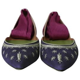 Aquazzura-Aquazzura Bliss Embroidered Ballet Flats in Purple Suede-Purple