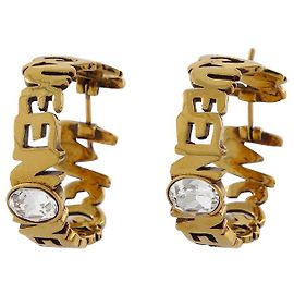 Alexander Mcqueen Orecchini Graffiti Creole in Ottone e Cristallo Multicolore