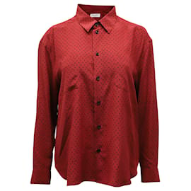 Saint Laurent-Saint Laurent Printed Buttondown Shirt in Red Silk-Red