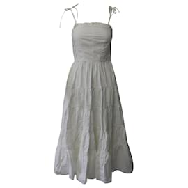 Ulla Johnson-Ulla Johnson Ruffled Sleeveless Dress in White Cotton-White
