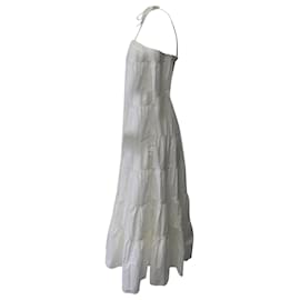 Ulla Johnson-Ulla Johnson Ruffled Sleeveless Dress in White Cotton-White