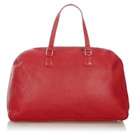 Fendi-Sac à main en cuir Selleria-Rouge