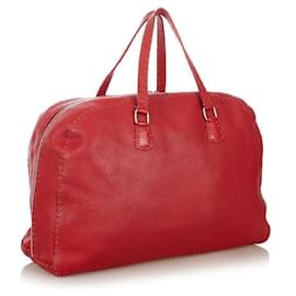 Fendi-Sac à main en cuir Selleria-Rouge