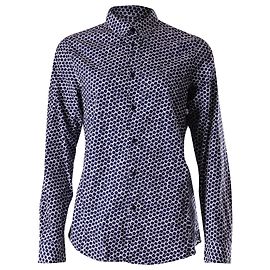 Camisa de manga larga con botones delanteros estampados de Jil Sander en algodón azul y blanco Otro