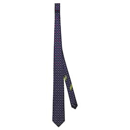 Salvatore Ferragamo-Fruit-Print Silk Necktie-Blue