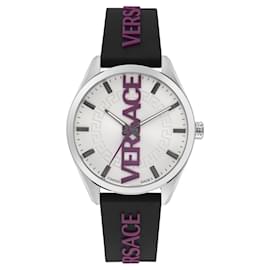 Versace-Versace V-Vertical Silicone Watch-Silvery,Metallic