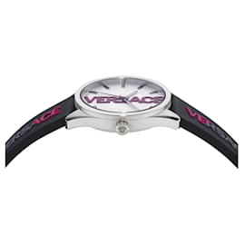 Versace-Versace V-Vertical Silicone Watch-Silvery,Metallic
