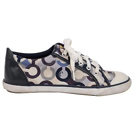 Coach Barret Low Top Sneakers in Grey Canvas Leather Grey