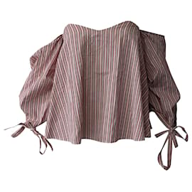 Autre Marque-Blusa con hombros descubiertos a rayas en algodón multicolor de Caroline Constas-Otro