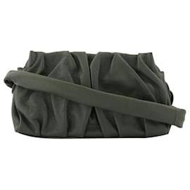 Autre Marque-Vague Bag in Green Leather with White Stitching-Green,Khaki