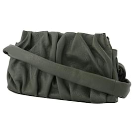 Autre Marque-Vague Bag in Green Leather with White Stitching-Green,Khaki
