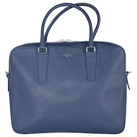 Sandro-Sandro Paris Saffiano Briefcase Bag in Blue Leather-Blue