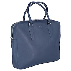 Sandro-Sandro Paris Saffiano Briefcase Bag in Blue Leather-Blue