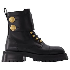Balmain Ranger Boot Pelle di vitello dell'esercito in pelle nera Nero