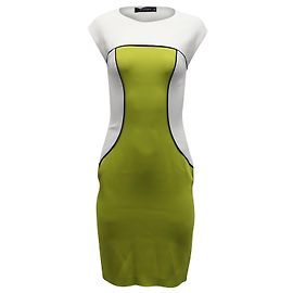 Vestido sem mangas Etro Colorblock Bainha em Viscose Branco e Verde Lima Verde