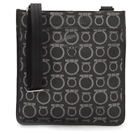Salvatore Ferragamo-Gancini Print Crossbody Bag-Black