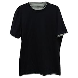 Brunello Cucinelli-Brunello Cucinelli T-shirt Flim decote redondo em algodão azul marinho-Azul marinho