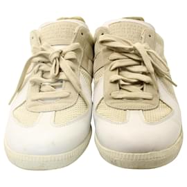 Maison Martin Margiela-Maision Margiela 22 Replica Low Mesh Sneakers in White Lambskin Leather-White