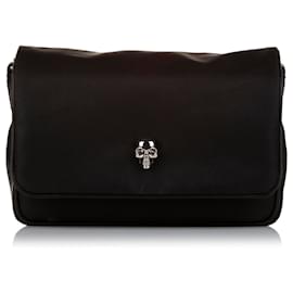 Alexander Mcqueen-Alexander McQueen Black Skull Nylon Crossbody Bag-Black
