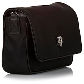 Alexander Mcqueen-Alexander McQueen Black Skull Nylon Crossbody Bag-Black