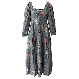 Ulla Johnson-Ulla Johnson Kemala Floral Print Midi Dress in Multicolor Cotton -Other