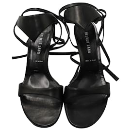 Helmut Lang-Helmut Lan Strappy Tie On Heel Sandals in Black Leather -Black
