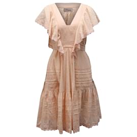 Temperley London-Temperley London Embroidered Midi Dress in Pink Cotton -Pink