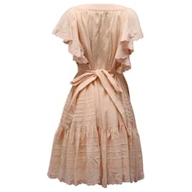 Temperley London-Vestido midi bordado em algodão rosa Temperley London-Rosa