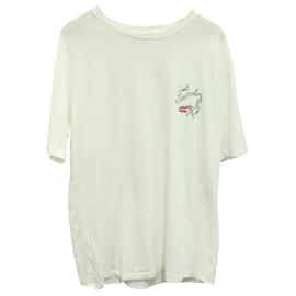 Saint Laurent-Camiseta de cuello redondo estampada en algodón blanco Prohibido fumar de Saint Laurent Paris-Blanco