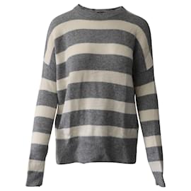 Theory-Theory Karenia Sweater Listrado em Cashmere Cinza e Creme-Outro