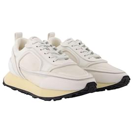 Balmain-Racer-Velvet,Nylon&Mesh in White Leather-White